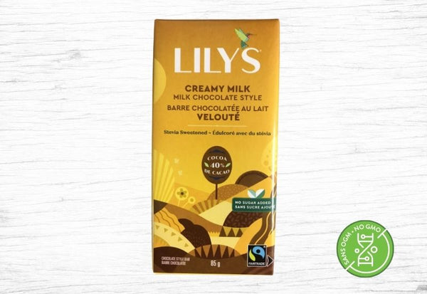 Lily's, Barre chocolatée au lait velouté sans sucre - Fermes Valens